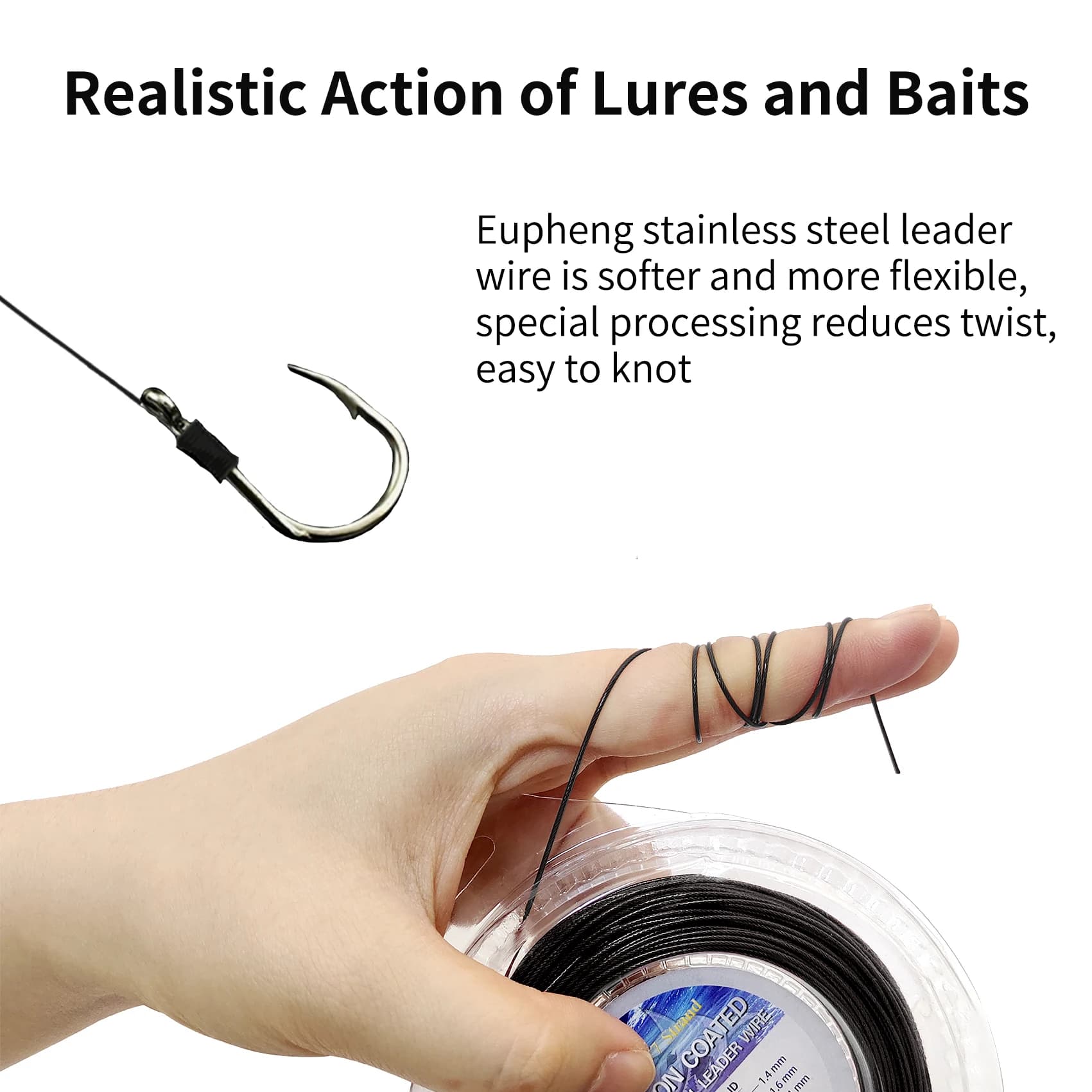 Fil leader acier inoxydable nylon 1x7 & 7x7 20-135lb 9.2m & 30m pour pêche mer et montages résistants