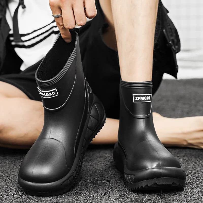 Bottes pluie courtes homme mode pêche extérieur chaussons imperméables PVC anti-dérapantes cuisine lavage auto