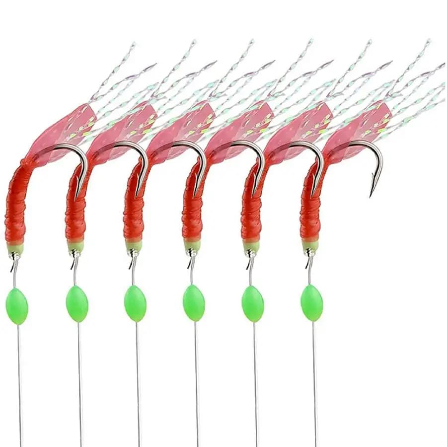 5Pack Fishing Wobbler Sabiki Rigs & Luminous Bean Hooks - Leurres luminescents pêche mer nocturne