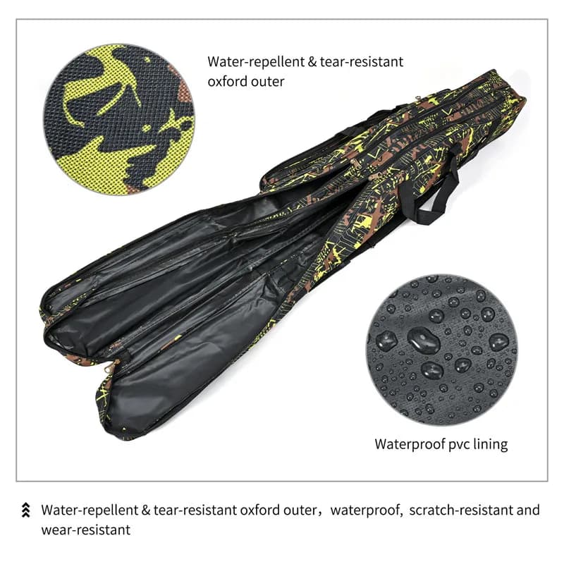 Sac double épaule pliable 1.3m/1.5m pour cannes mer grande capacité, rangement outils pêche extérieur