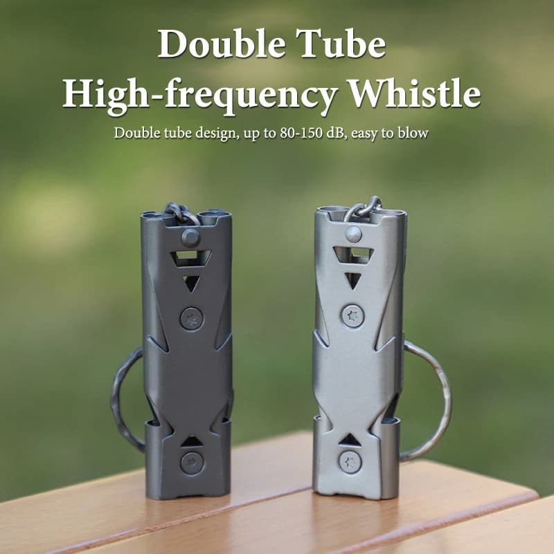 Sifflet double tube pendentif porte-clés haute puissance pour survie camping pêche France