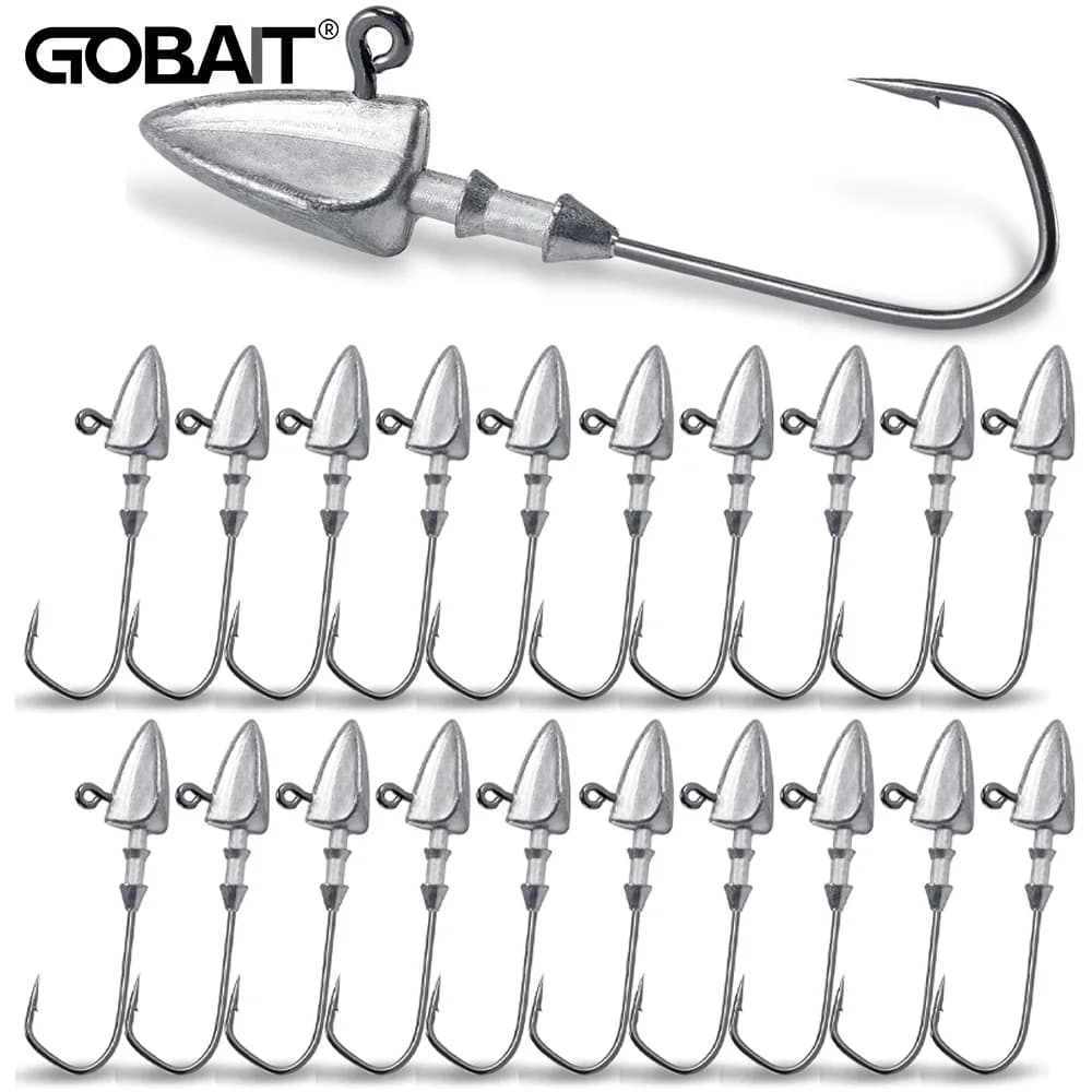 Tête de jig métallique 3.5g à 35g pour leurres souples - Hameçon sharp Texas Rig pêche carnassiers