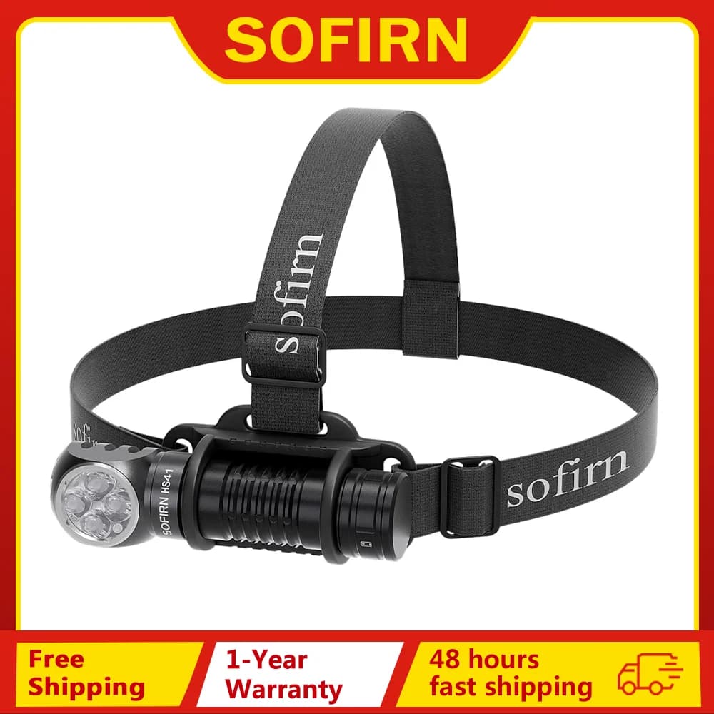 Lampe frontale SOFIRN HS41 4000lm rechargeable USB-C avec LED SST20 pour pêche professionnelle nocturne