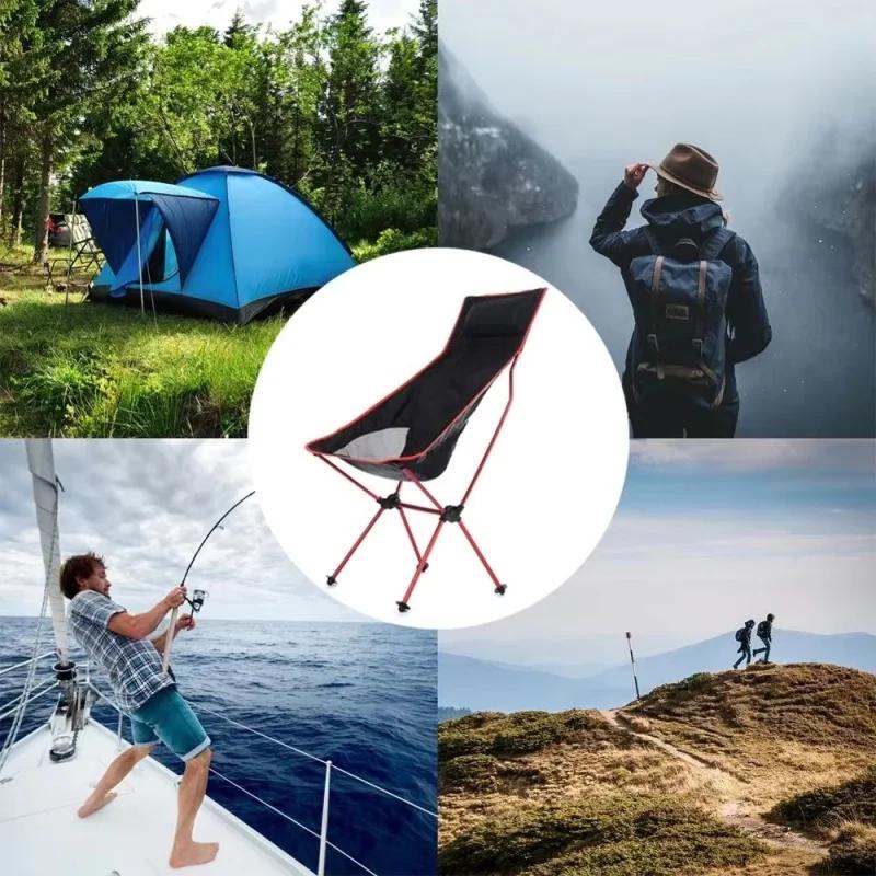 Chaise pliante pêche aluminium extérieure - Siège camping léger durable pour voyage et pique-nique