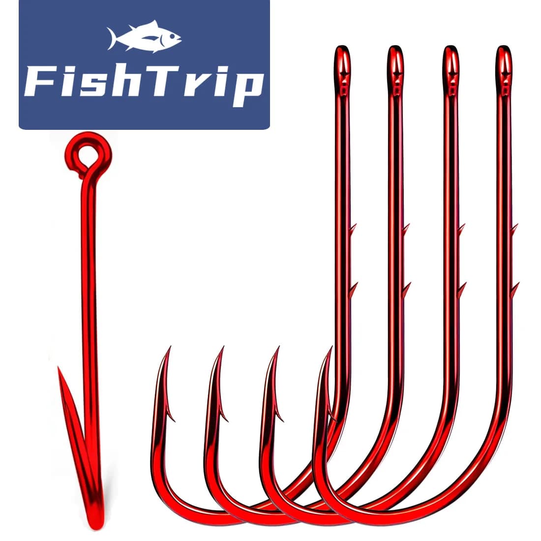 Hameçon longue tige Red Baitholder pour pêche en mer, appâts vers et carnassiers, acier haute carbone résistant