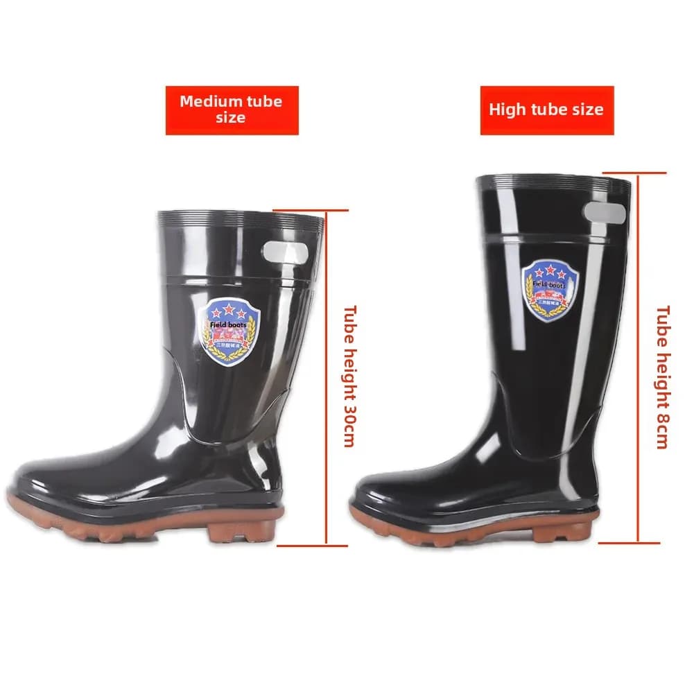 Bottes de pêche hautes noires imperméables anti-dérapantes pour hommes - Semelle tendon de bœuf résistante