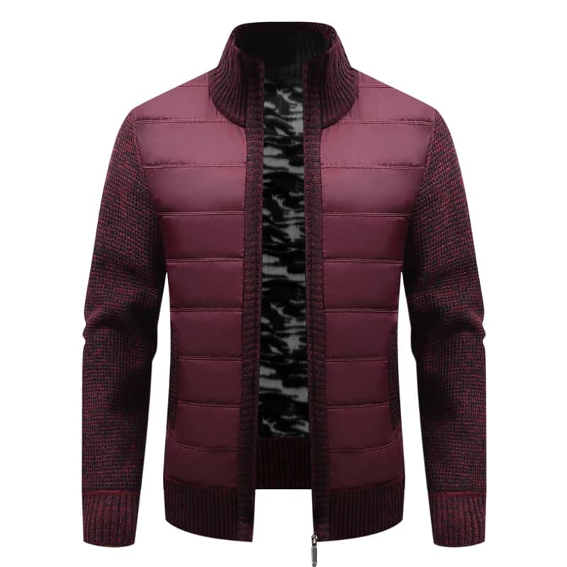 Cardigan matelassé chaud hiver pour hommes - Veste polaire doublée tricot sweat coupe-vent fashion