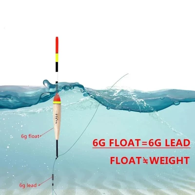 5 flotteurs de pêche haute visibilité néon avec âme bois - Flotteurs anti-torsion 2-5g pour eau douce et mer