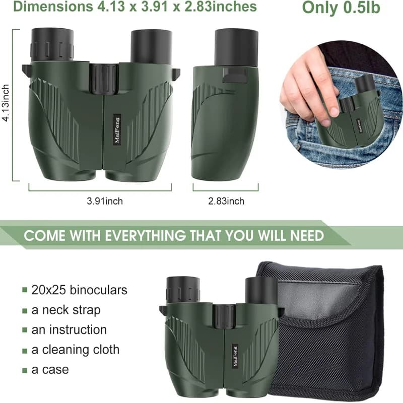Jumelles 20x25 professionnelles HD pocket waterproof étanches pour observation camping portable chasse outdoor