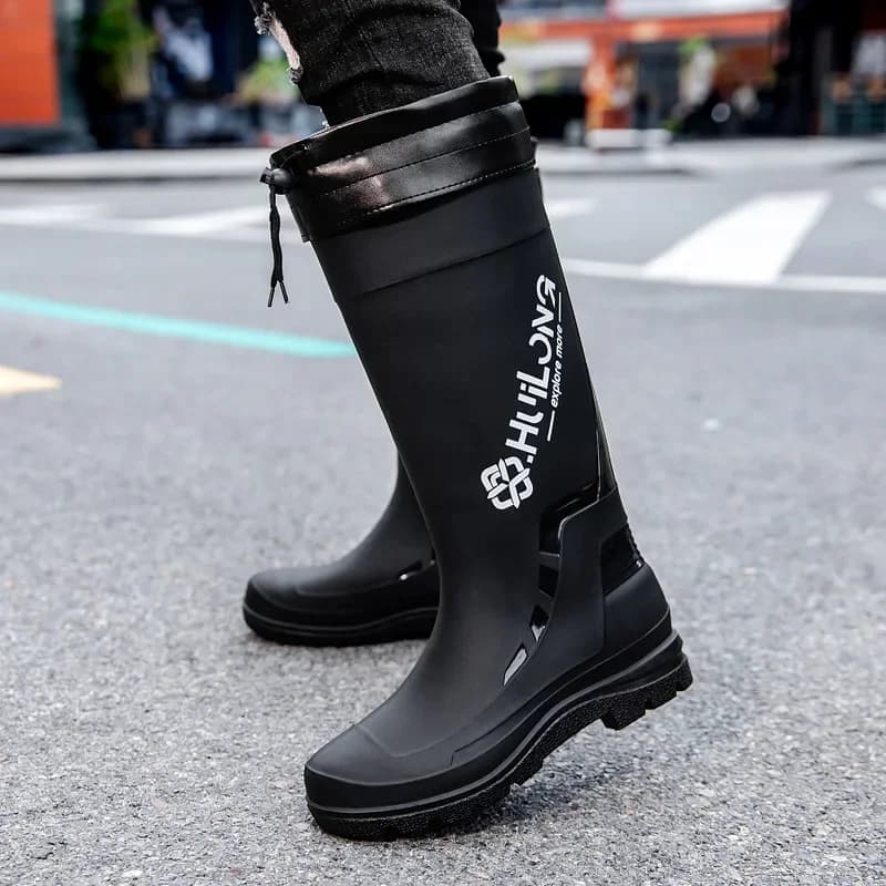 Bottes pêche haute homme imperméables PVC - Chaussures livreur anti-dérapantes tube long protection professionnelle