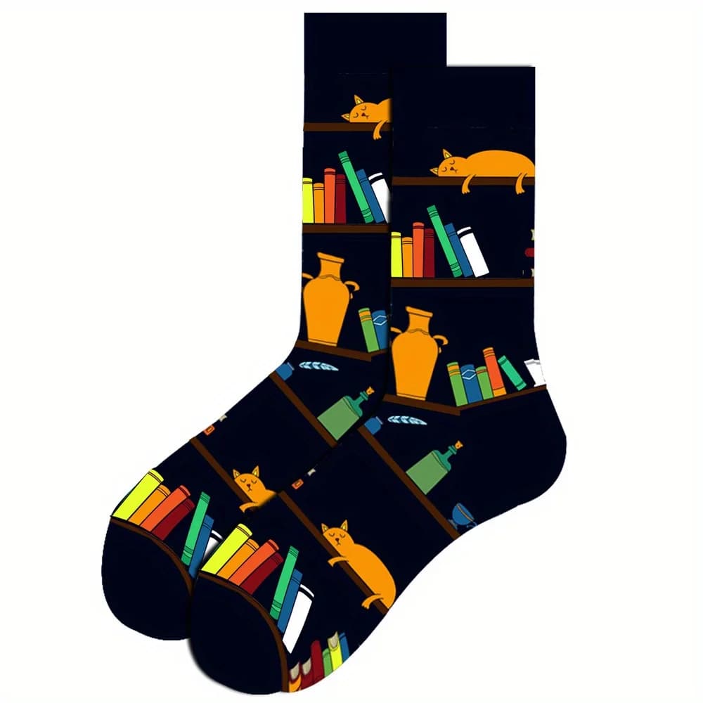 Chaussettes longues hommes outils imprimés - 1 paire personnalisée unique - Style cartoon original