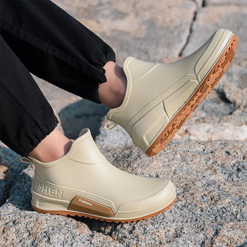 Bottes pluie unisexes pêche cuisine lavage auto antidérapantes imperméables sans lacets