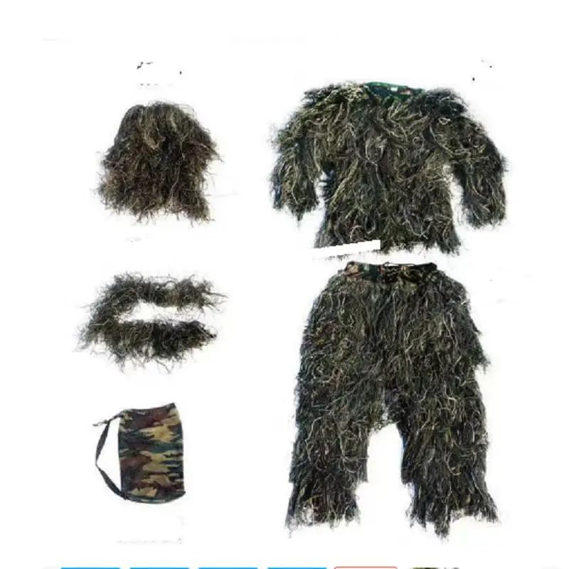 Kit ghillie camouflage 5 pièces adulte - Tenue complète pêche observation aviaire chasse discrète