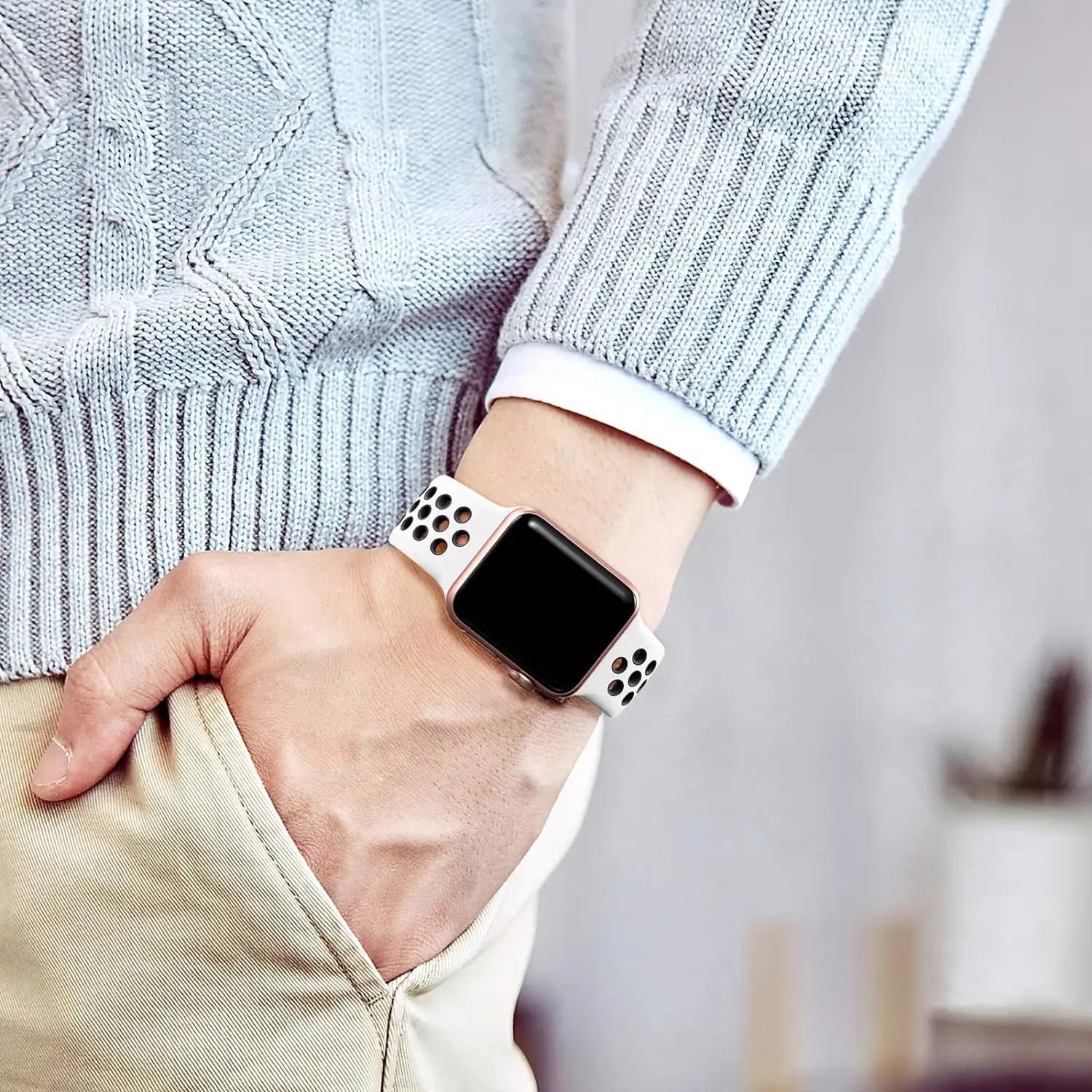 Bracelet Sport Respirant Apple Watch 46mm 44mm 40mm pour Pêche - Compatible iWatch Series 10 9 8 7 Ultra