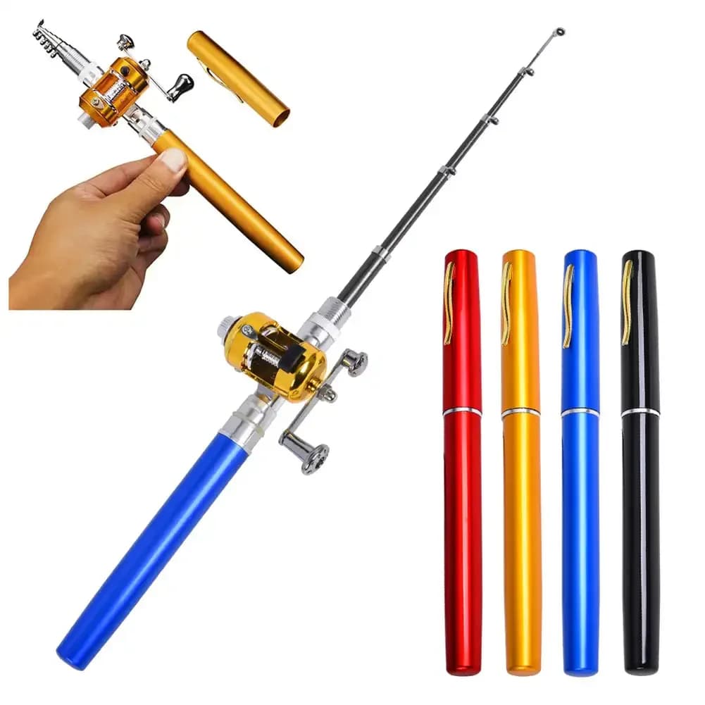 Mini canne télescopique portable 1-1.6m format stylo pliable pour pêche nomade et urgence