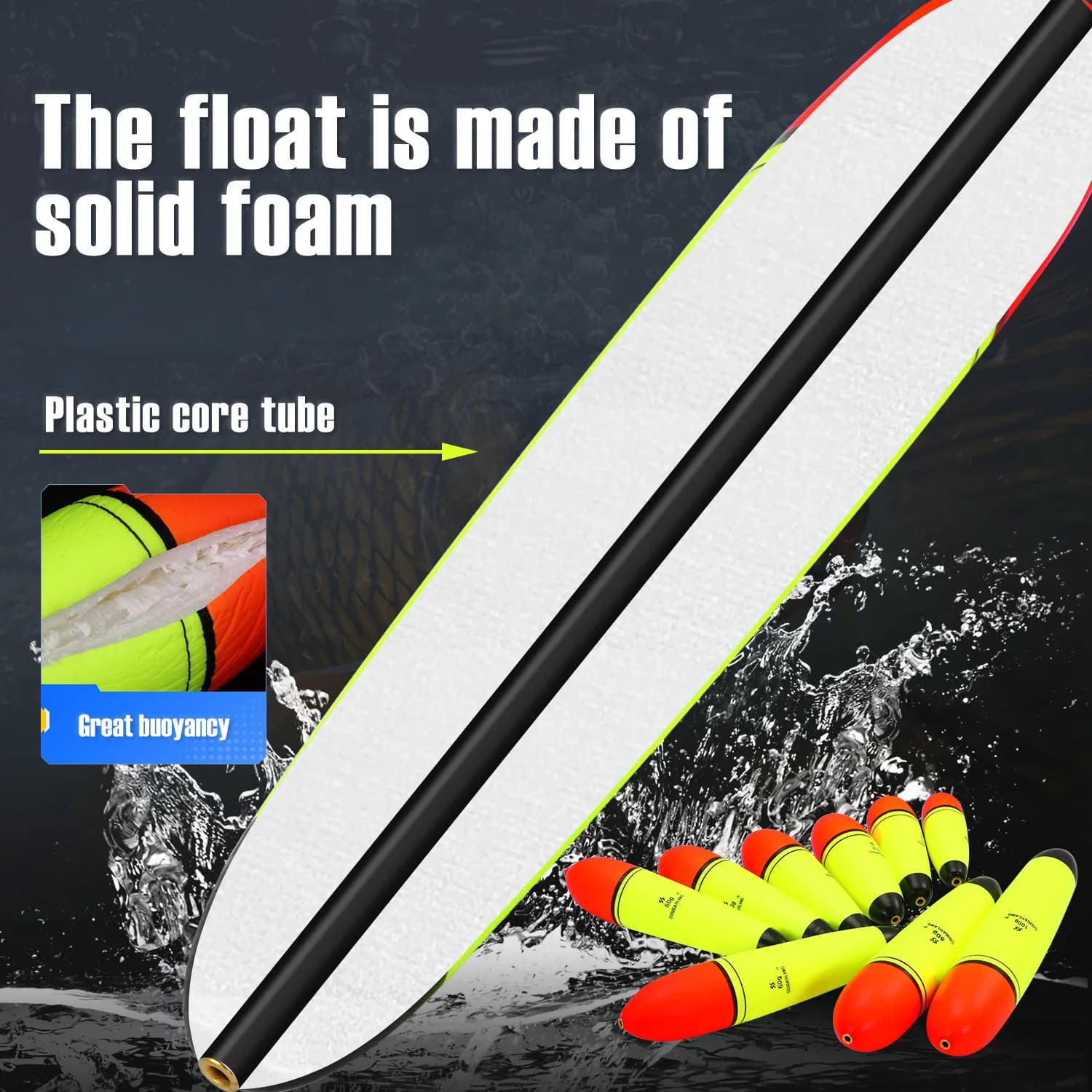 5 flotteurs pêche en mer EVA 10-100g - Light stick foam pour rockfishing et pêche du bord en mer