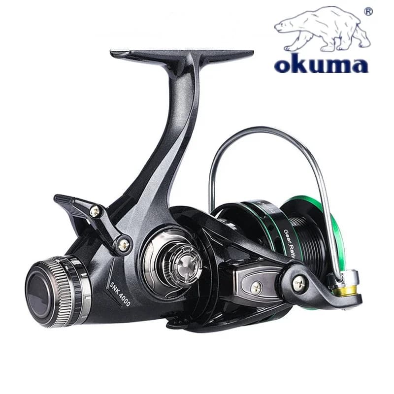 Moulinet Okuma double frein 20kg drague ratio 5.2:1 14+1BB, cupule métal série 3000-6000