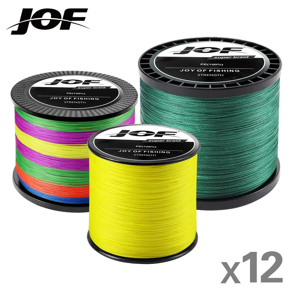 Ligne de pêche tressée JOF X12 12 brins multicolore pour mer, 33 à 150LB, 300M 500M 1000M