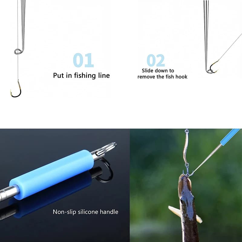 Dégorgeoir poisson 3 pièces plastique portable - outil extraction hameçons pêche accessoire décrochage sécurisé