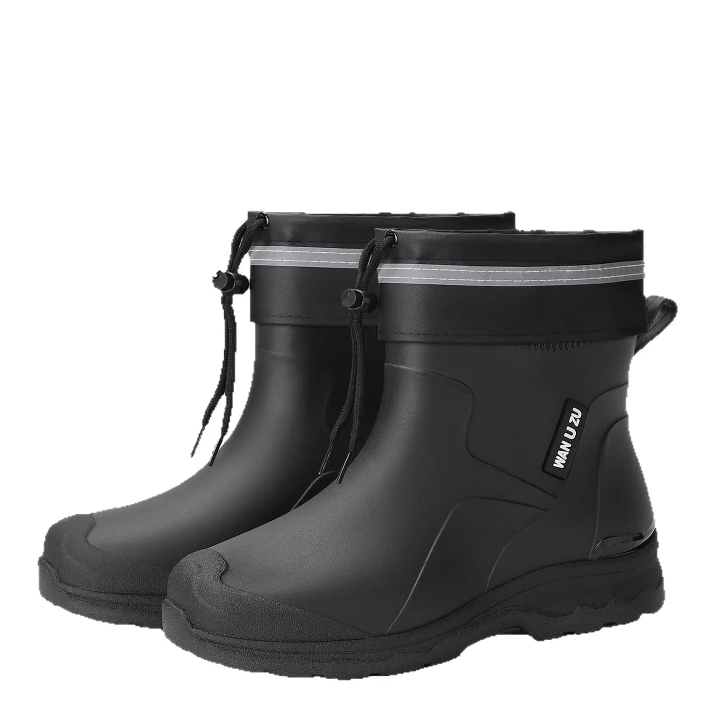 Bottes de pluie courtes homme doublées polaire imperméables antidérapantes pour pêche hivernale et vadrouille