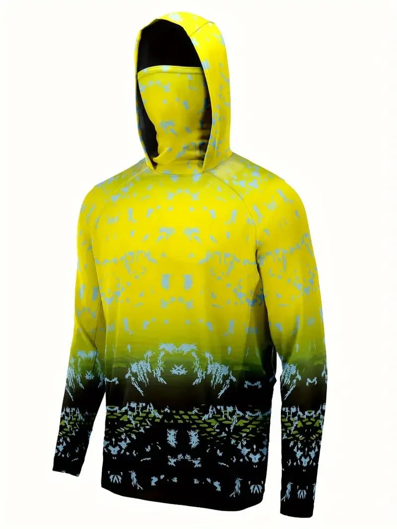 Hoodie de pêche homme protection UV été - vêtement technique extérieur avec masque intégré