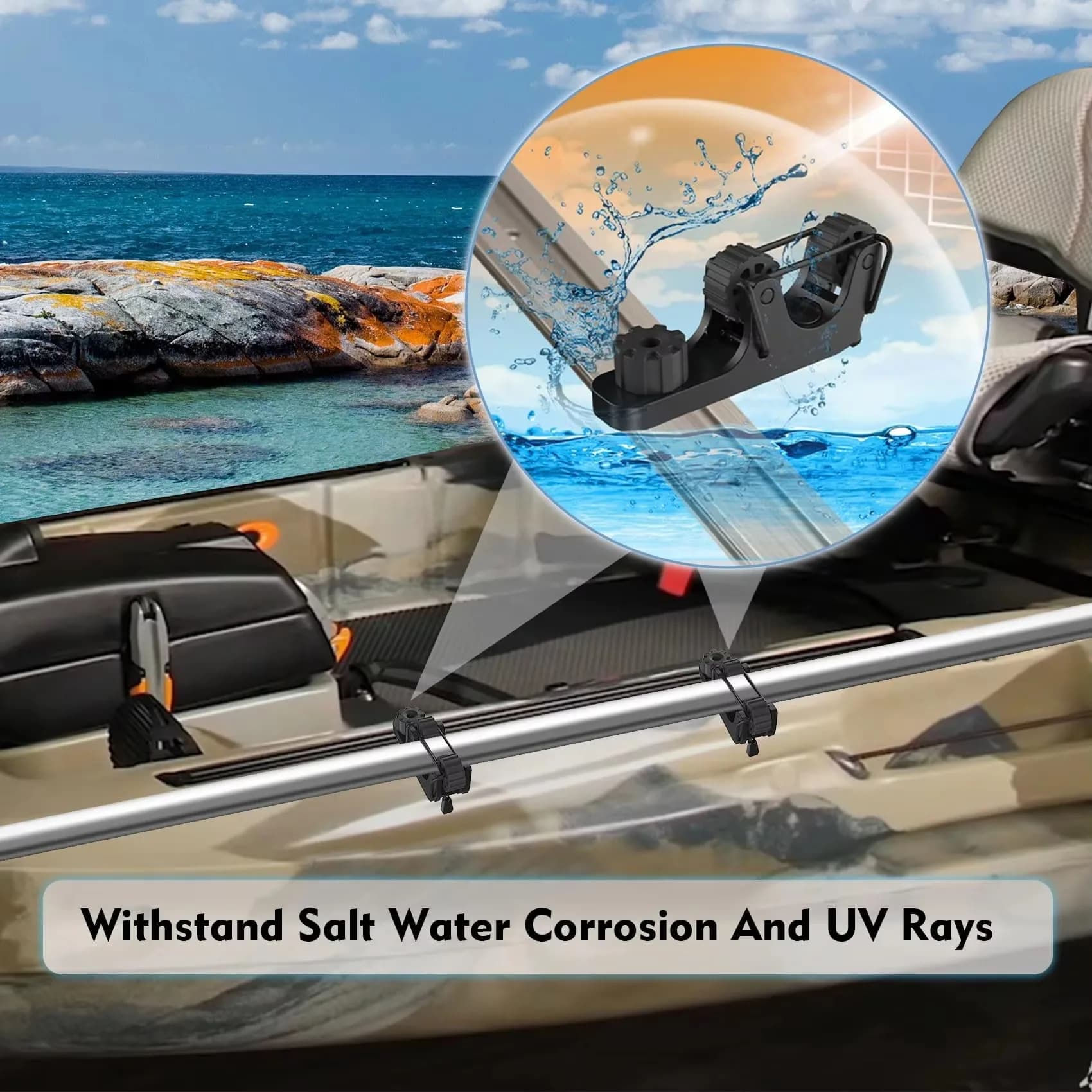 2 supports pagaie kayak extensibles sur rail pour fixation standard, accessoires pêche et navigation