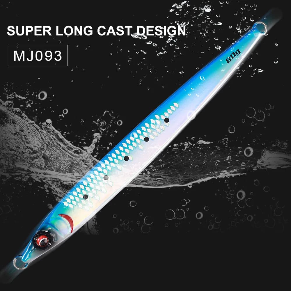 Leurre métal Jigging Pro Sardine UV 40g 60g 80g 100g pour pêche en mer et longues distances