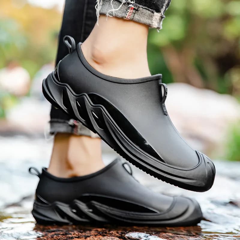 Bottes de pluie homme casual imperméables - Chaussures jardin isolées antidérapantes mode slip-on