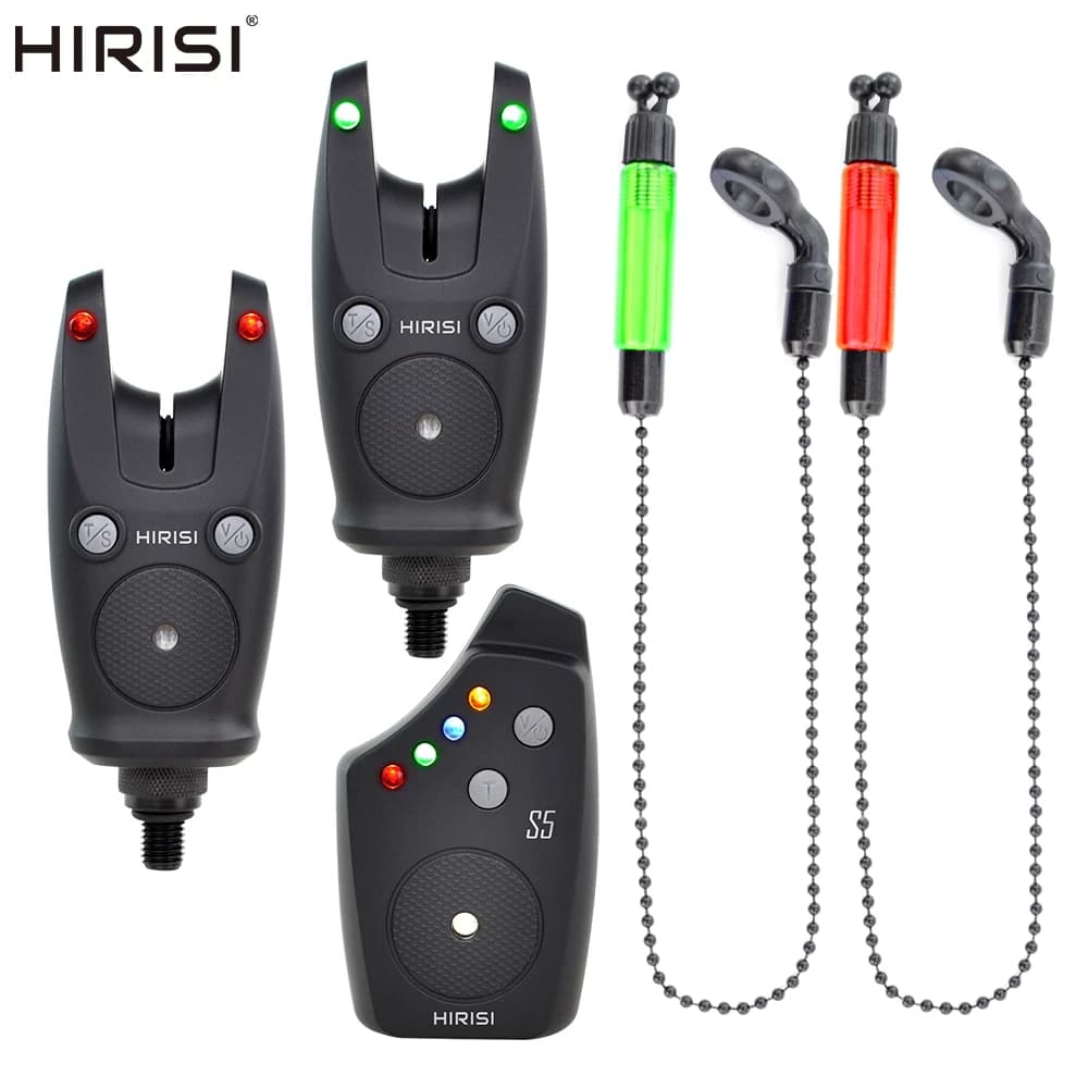 Kit alarme sans fil pour pêche à la carpe Hirisi avec 2 swingers - Détecteur étanche 1+2