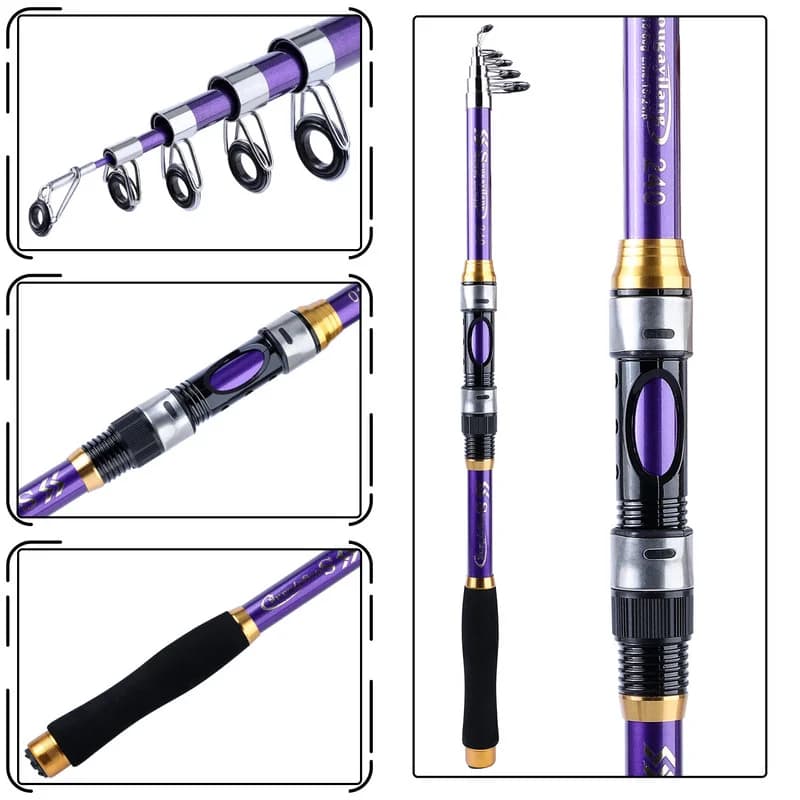 Canne télescopique 4 couleurs Sougayilang 1.8-3.3m fibre verre EVA carpe spinning poids 5kg pêche polyvalente
