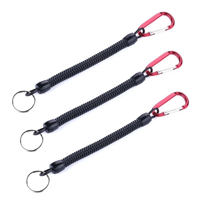 Lanière rétractable 22cm avec mousqueton pour pêche - Coiled tether TPU pour retenir vos outils de pêche