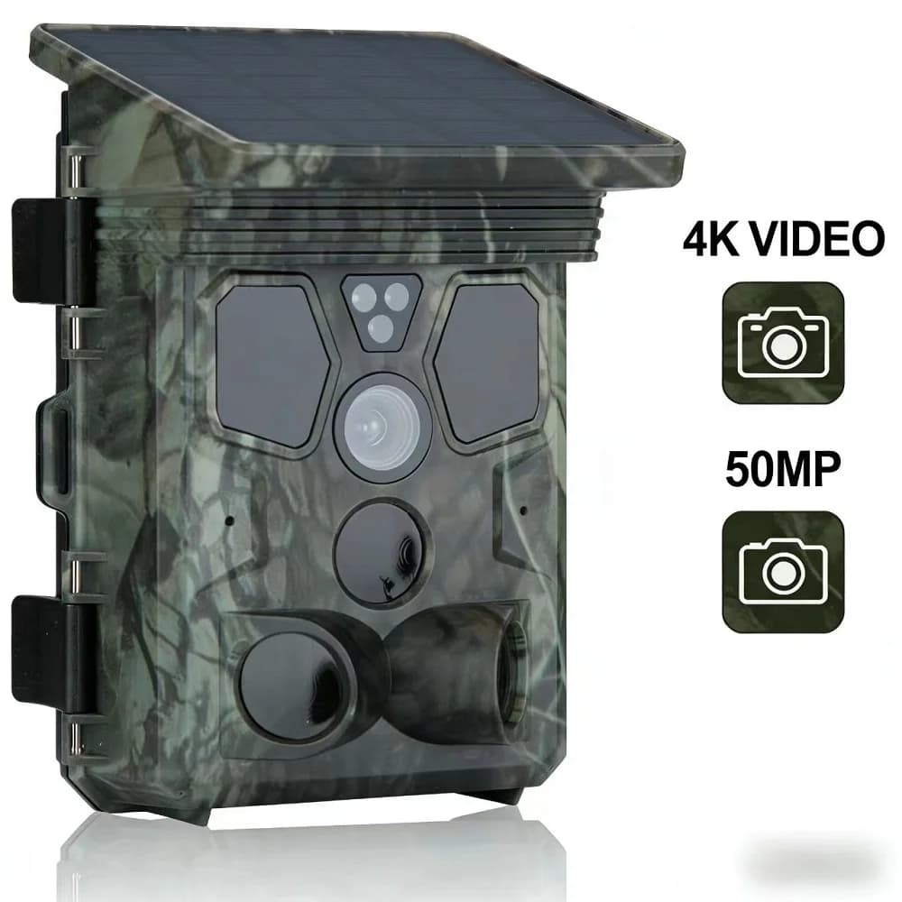 Suntekcam 50MP 4K solaire étanche vision nocturne déclenchement 0.3s pour surveillance pêche