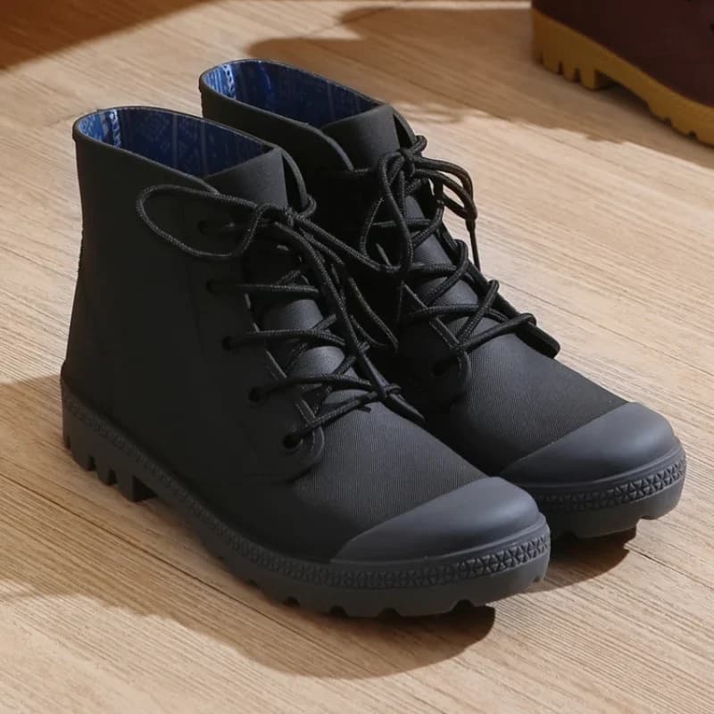 Bottes de pluie homme et femme imperméables hiver pêche camping randonnée lacets