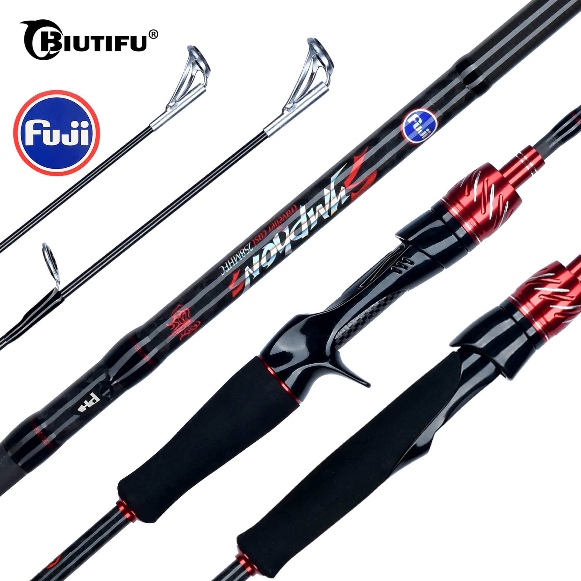 Canne à pêche carbone BIUTIFU pour voyageurs - Fuji 1.8-3.0m 5-42g idéale mini rock fishing et baitcasting