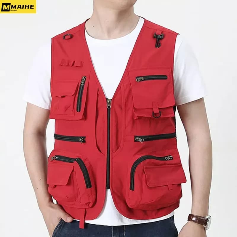 Veste tactique pêche 14 poches été - Veste cargo sans manches respirante pour homme