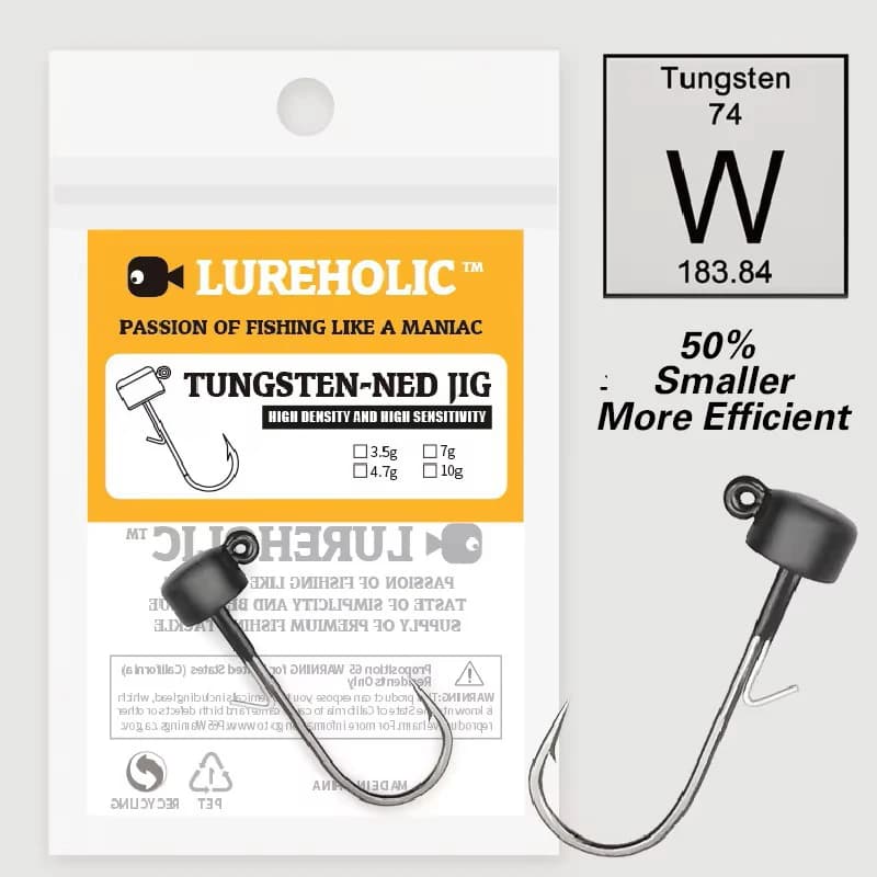 Tête plombée tungstène LUREHOLIC Ned Jig avec hameçon Mustad Norvège pour pêche longue distance