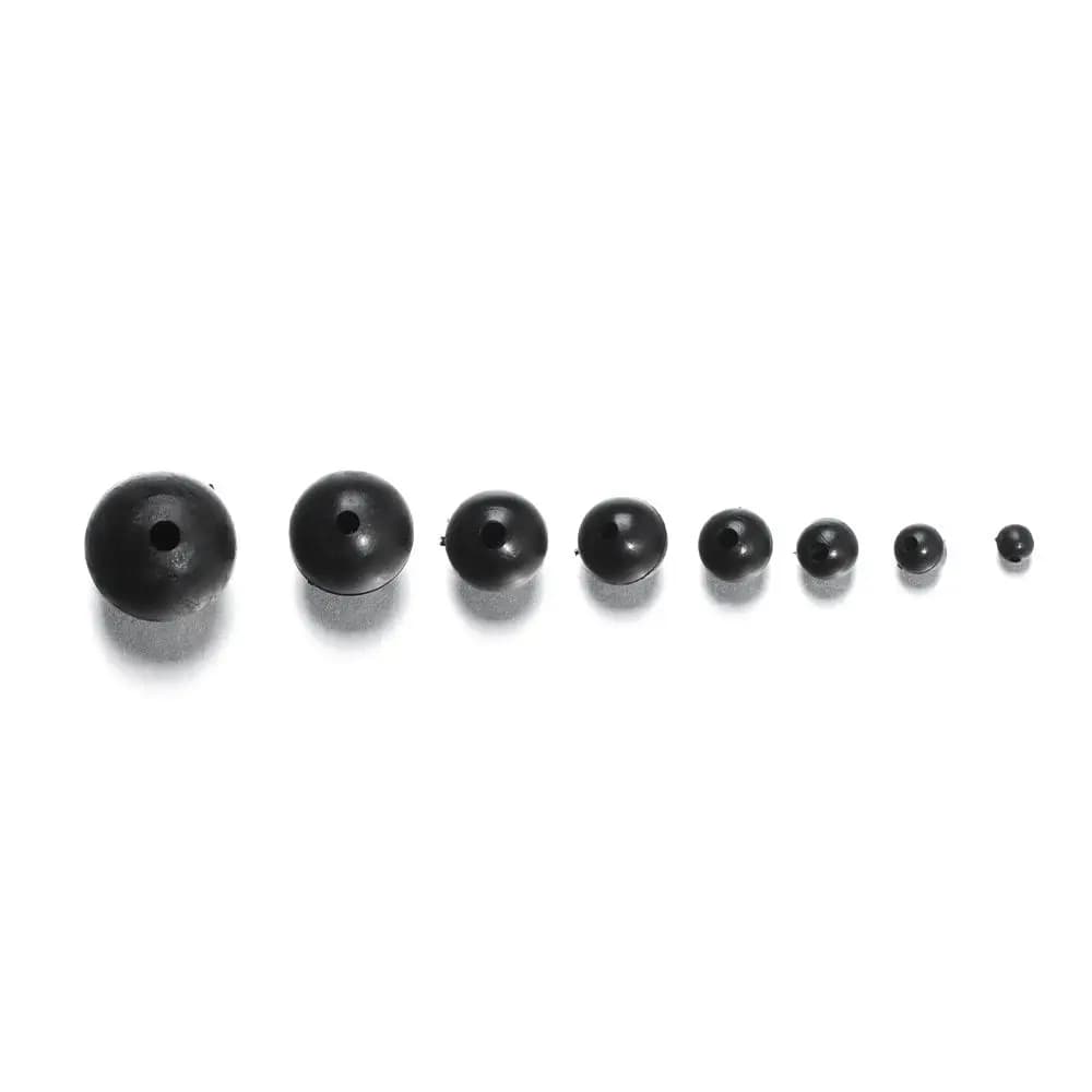 100 perles de pêche 3mm-12mm en caoutchouc noir souple/dur pour montages et leurres