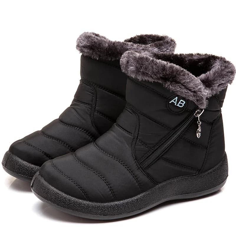 Bottines femme fourrure hiver talons bas - Chaussures neige étanches botas mujer chaussures hiver