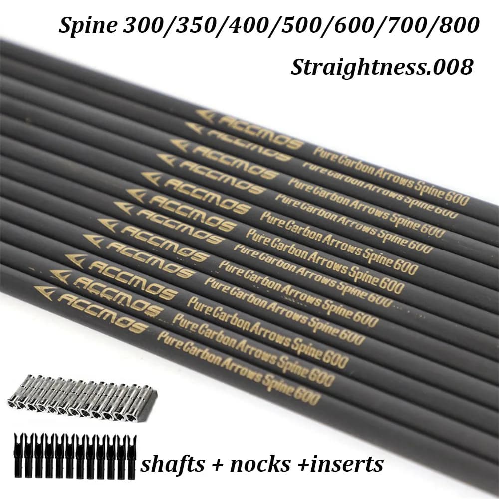 Fûts flèches carbone pur 30" ID6.2 spine 300-800 pour arc compound recurve cible chasse pêche précise