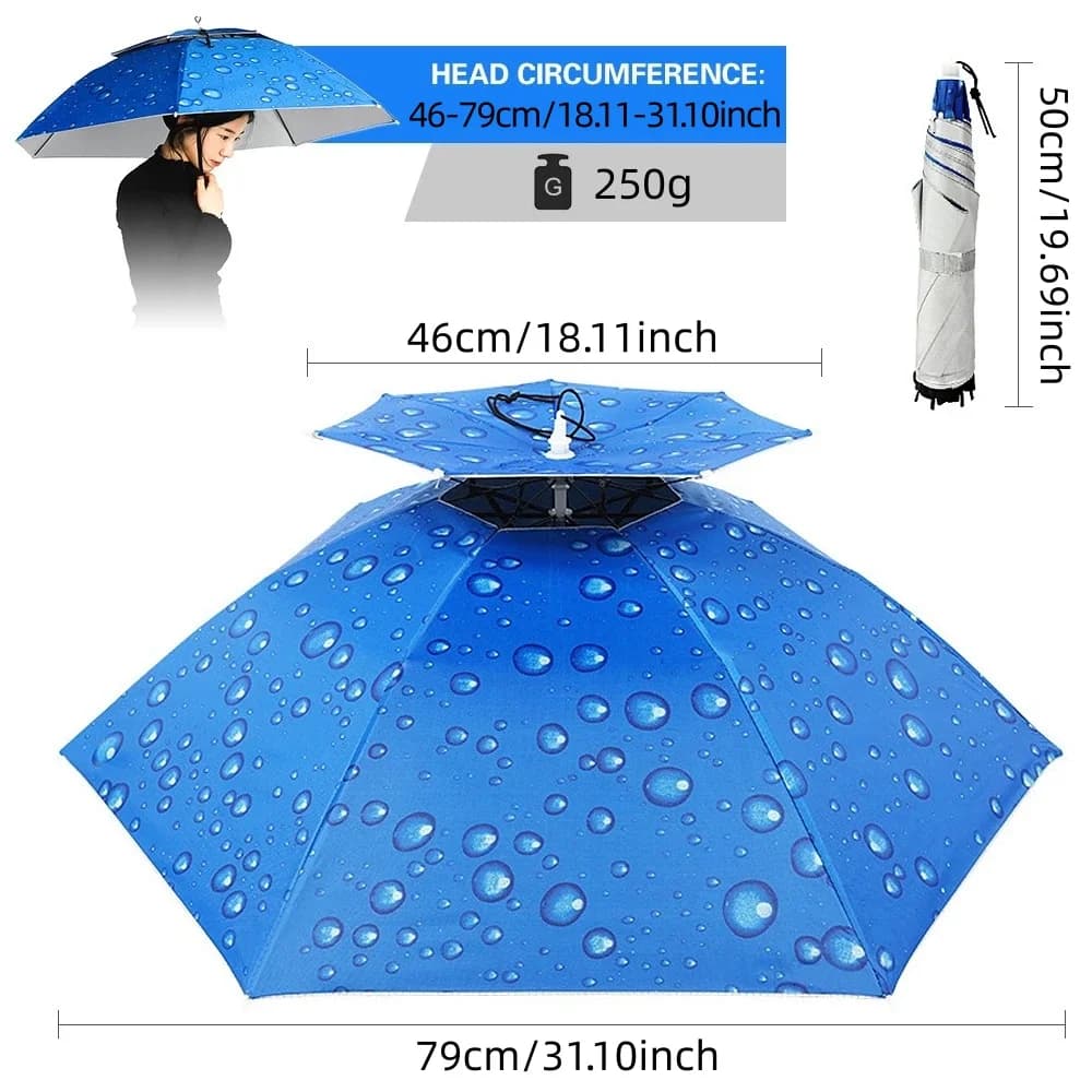 Chapeau parapluie pliable portable pêche imperméable protection solaire camping plage