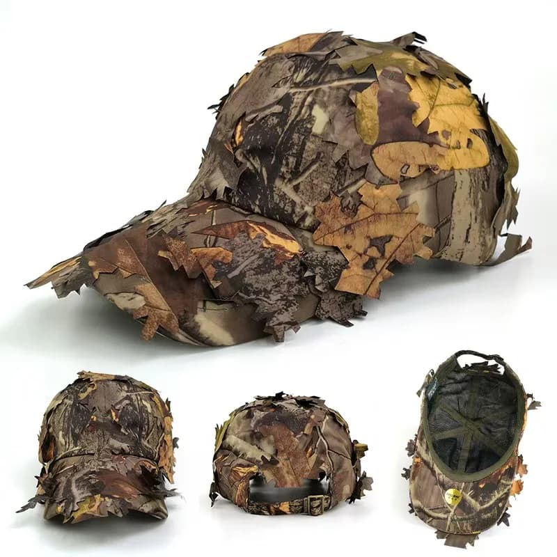 Casquette tactique camouflage 3D feuilles pour pêche sniper - Protection solaire jungle cachée