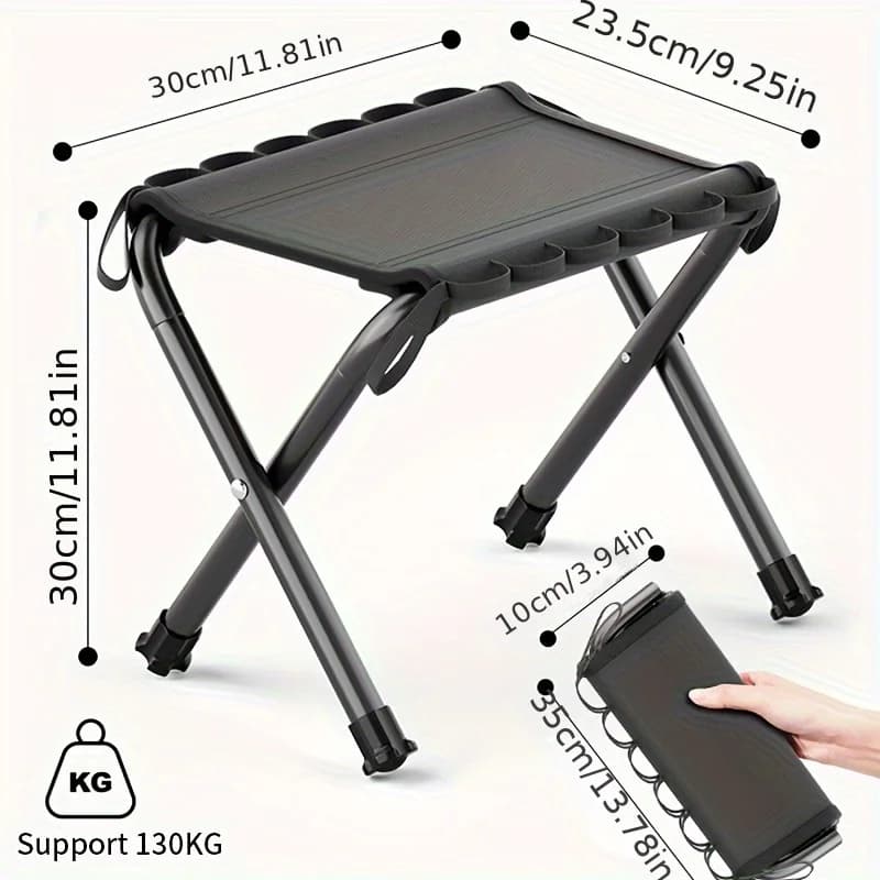 Tabouret suspendu pliable capacité 286.6lbs léger pour pêche camping chaise portable