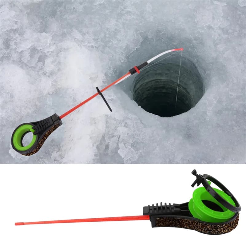 Canne à pêche sur glace mini portable hiver plastique ABS démontable étanche avec pointe remplaçable