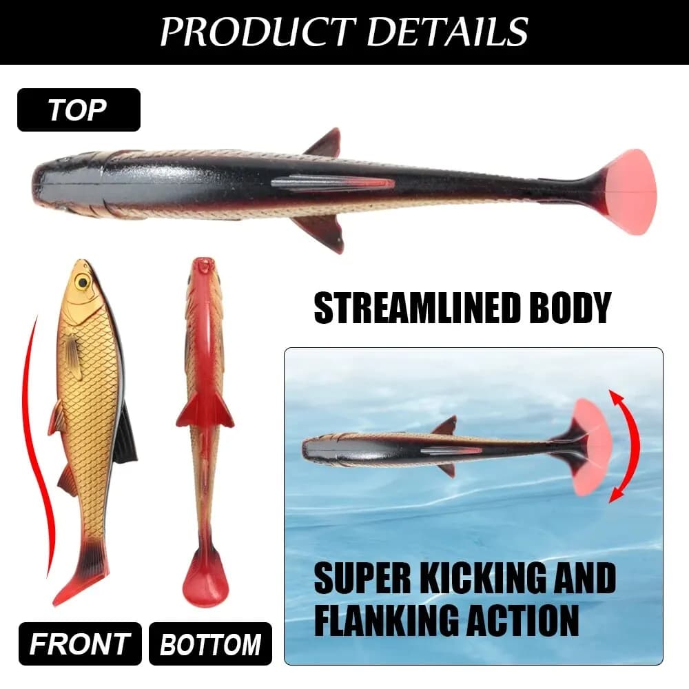 Leurre souple Spinpoler 3D River Roach pour pêche du brochet et du sandre - appât silicone réaliste