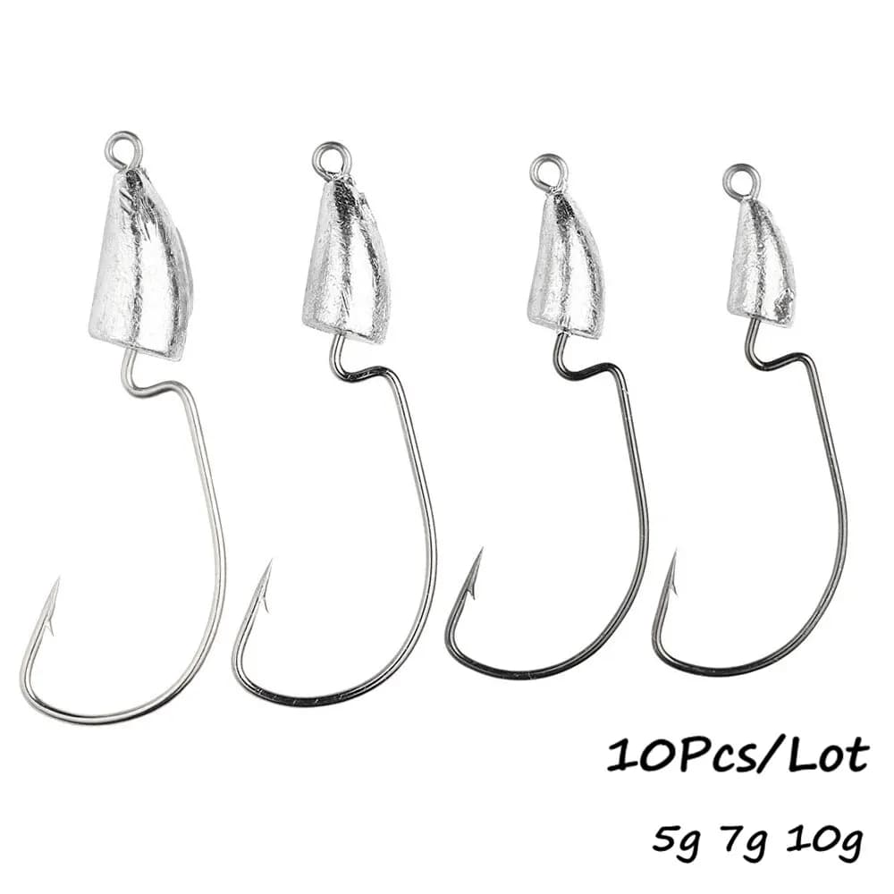 Têtes plombées pour leurres souples 5g 7g 10g - 10 hameçons jig pour pêche du brochet