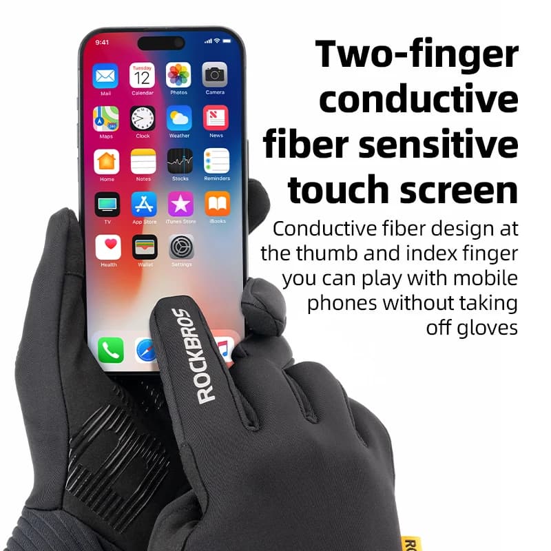 Gants vélo hiver ROCKBROS - Polaire coupe-vent écran tactile pour VTT et route hommes