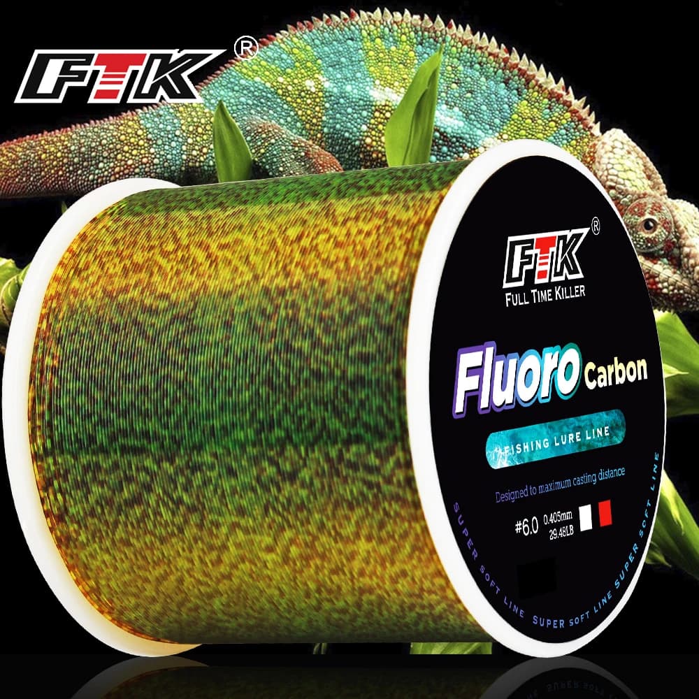 FTK 300-500m ligne pêche invisible tachetée - Ligne fluorocarbone coating 0.14-0.50mm 4-34LB super résistante