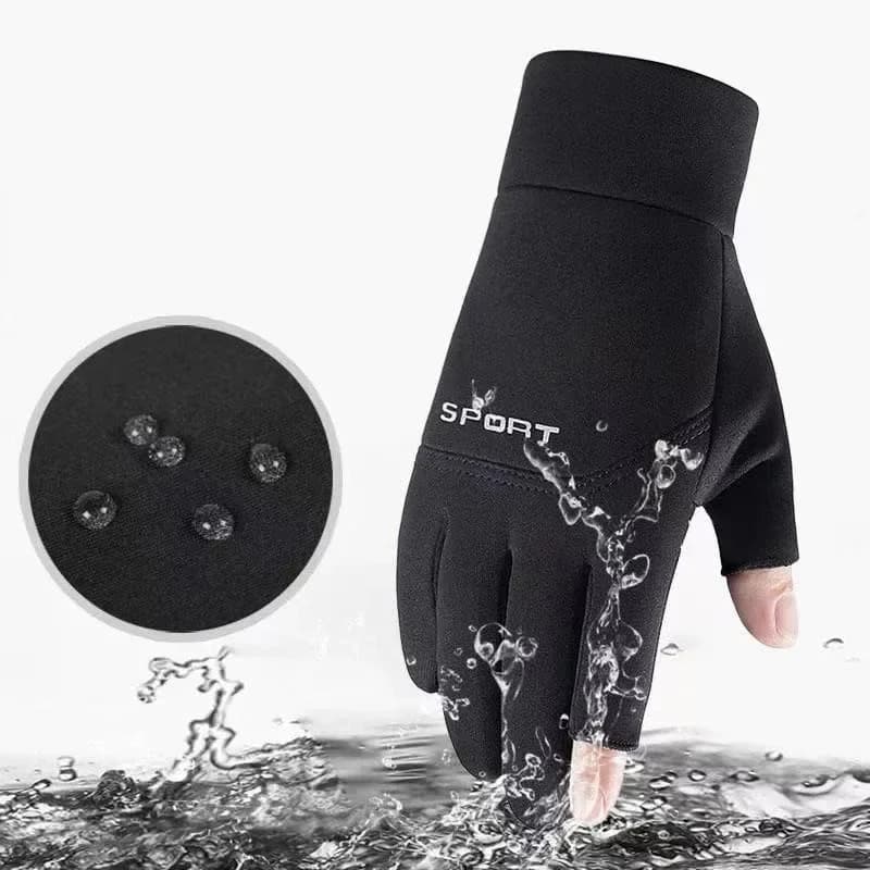 Gants pêche hiver homme femme chauds anti-dérapant écran tactile deux doigts coupés