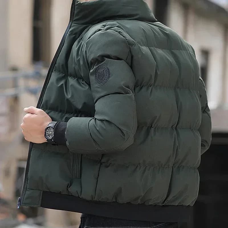 Veste chaude homme coton tendance hiver 2025 courte épaisse décontractée trench coat pêche