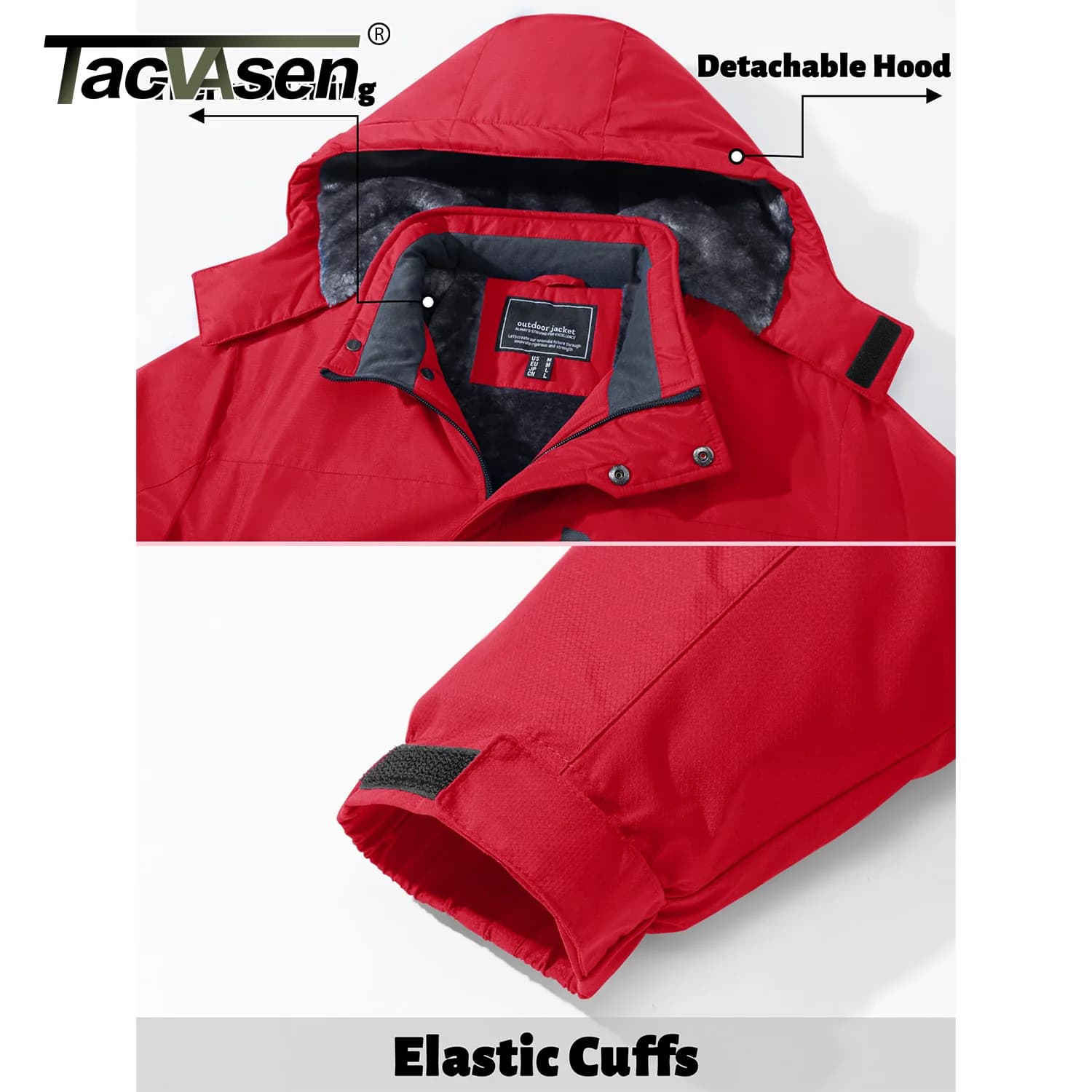 Veste de pêche hiver TACVASEN polaire épaisse - Veste imperméable randonnée ski montagne homme